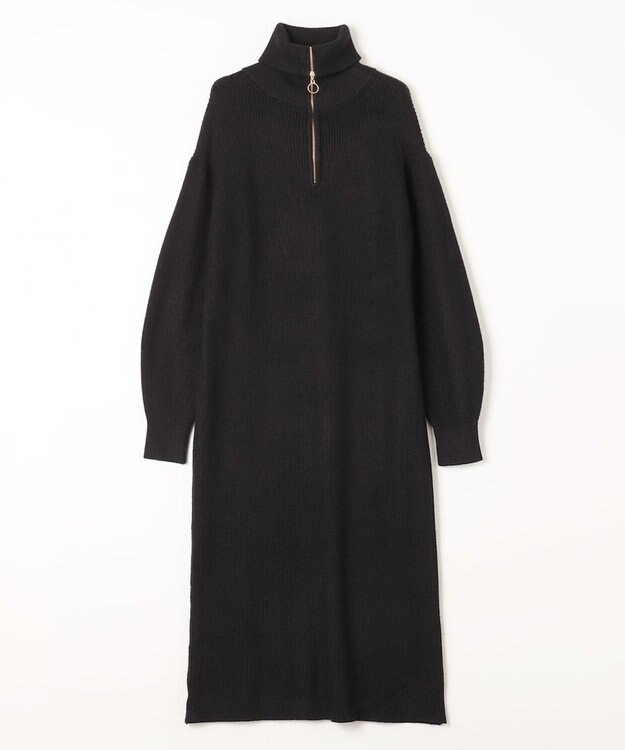 ANY L ハーフジップニットワンピース ブラック