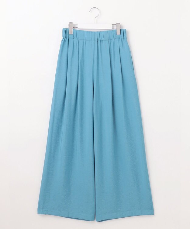 自由区 L 【ウエストゴム・洗える】エアリーツイルワイド パンツ ライトブルー