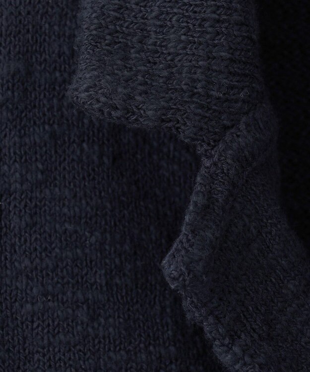 JOSEPH ABBOUD 【イタリア糸使用】コットンスラブ ニット ジャケット ネイビー系