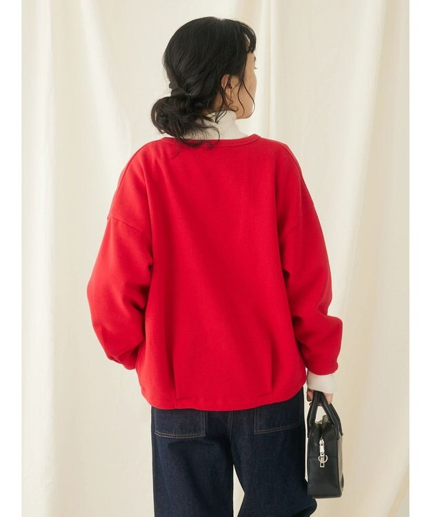 CRAFT STANDARD BOUTIQUE 裏起毛リングドットカーディガン Red