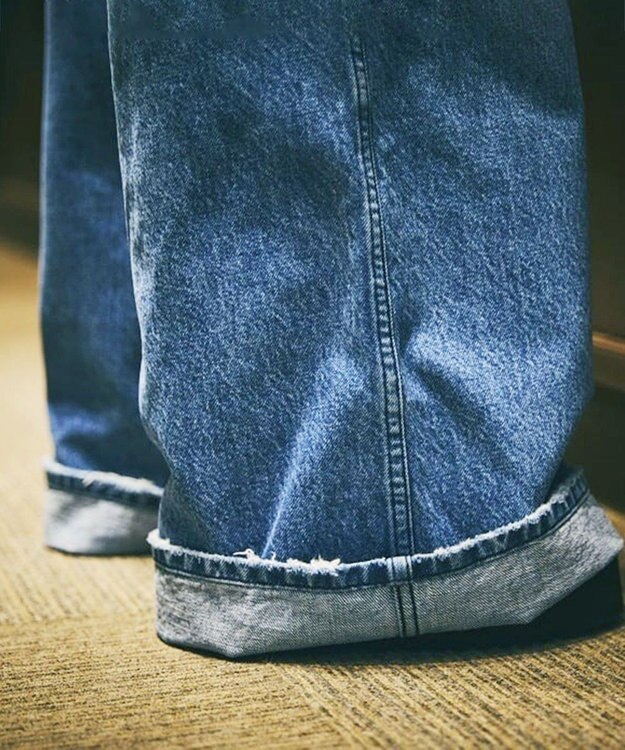 woadblue 【157】Long Rise Wide Pants デニムパンツ MIDBLUE