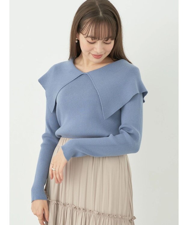 earth music&ecology ＢＩＧカラーニットプルオーバー Sax