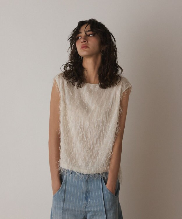 GRACE CONTINENTAL フリンジギャザートップ キナリ