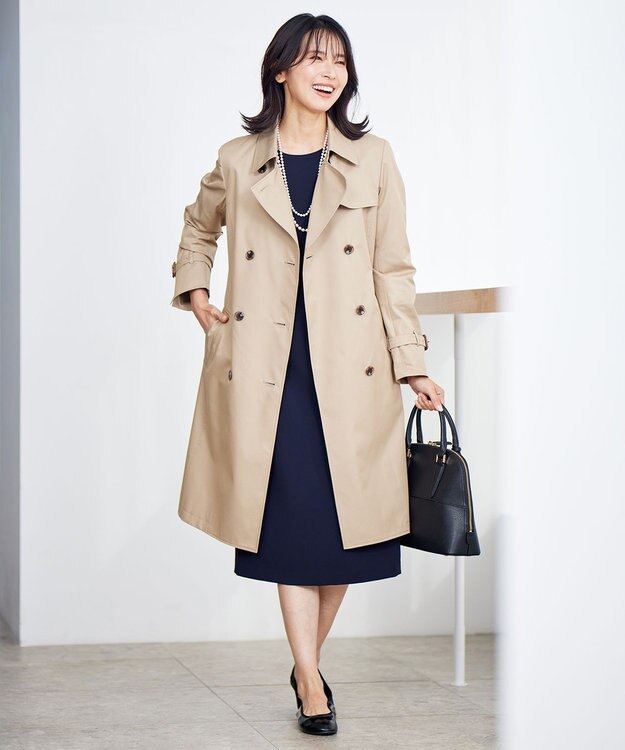 23区 S コットンポリエステルギャバジン ロング トレンチコート キャメル系