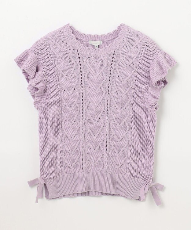 ANY KIDS ハート ケーブル ニット ベスト ラベンダー