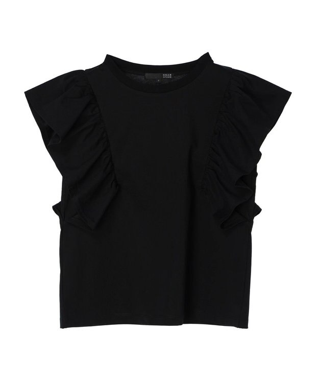Green Parks ・ＳＵＧＡＲ　ＳＰＯＯＮ＜ＣＯＯＬ＞ラッフルスリーブＴＥＥ Black