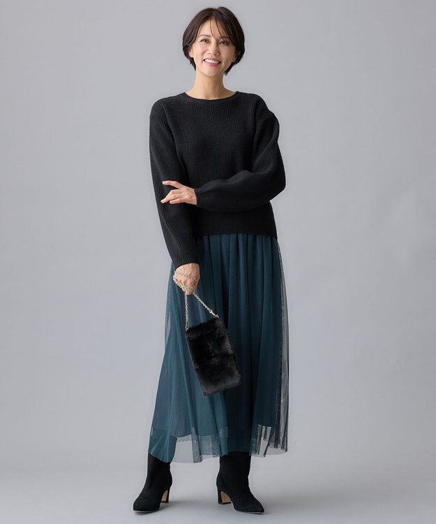 自由区 【洗える】ウールカシミヤブレンドプルオーバー ニット ブラック