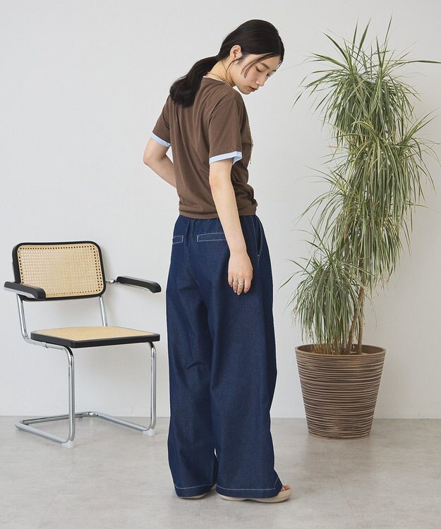 AMERICAN HOLIC 配色レイヤード風シアーＴシャツ Brown