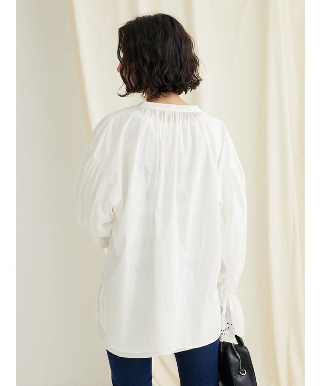 CRAFT STANDARD BOUTIQUE スカラレース袖ブラウス Off White