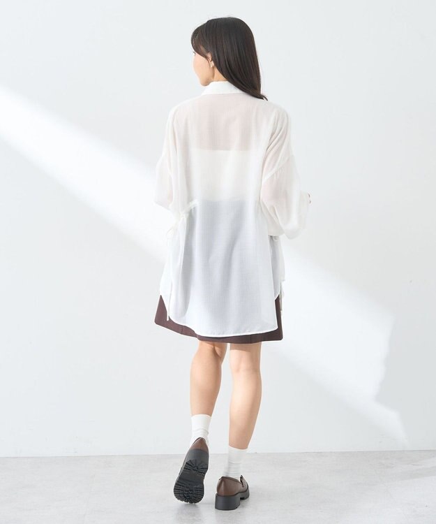 earth music&ecology ウエストドロストシアーシャツ White