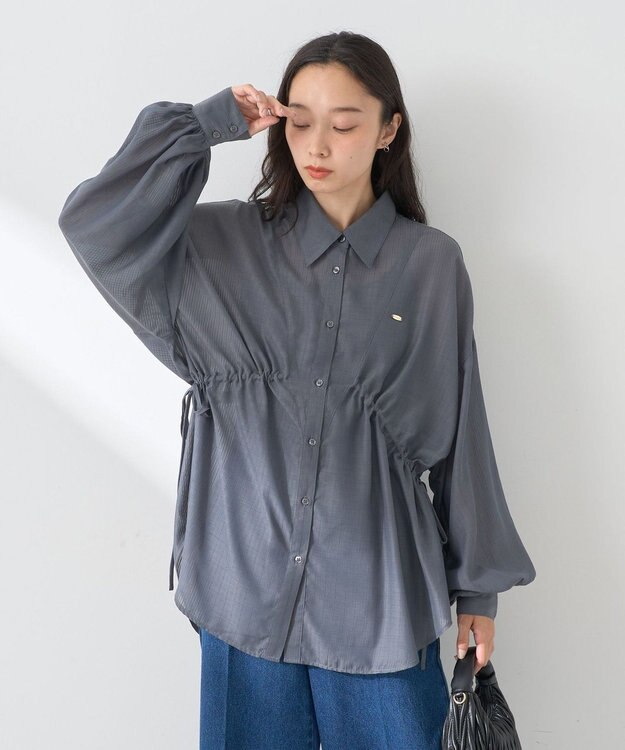 earth music&ecology ウエストドロストシアーシャツ Gray