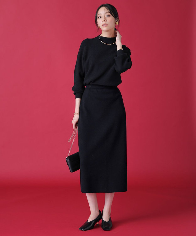 ANY SIS CICA加工 ビューティ畔ボトルネック ニット ブラック