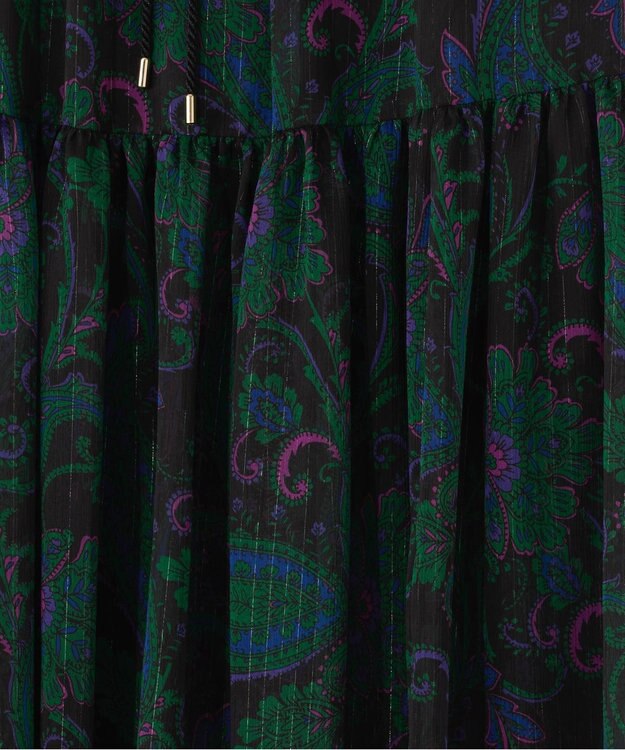 GRACE CONTINENTAL ラメストライププリントスカート ブラック