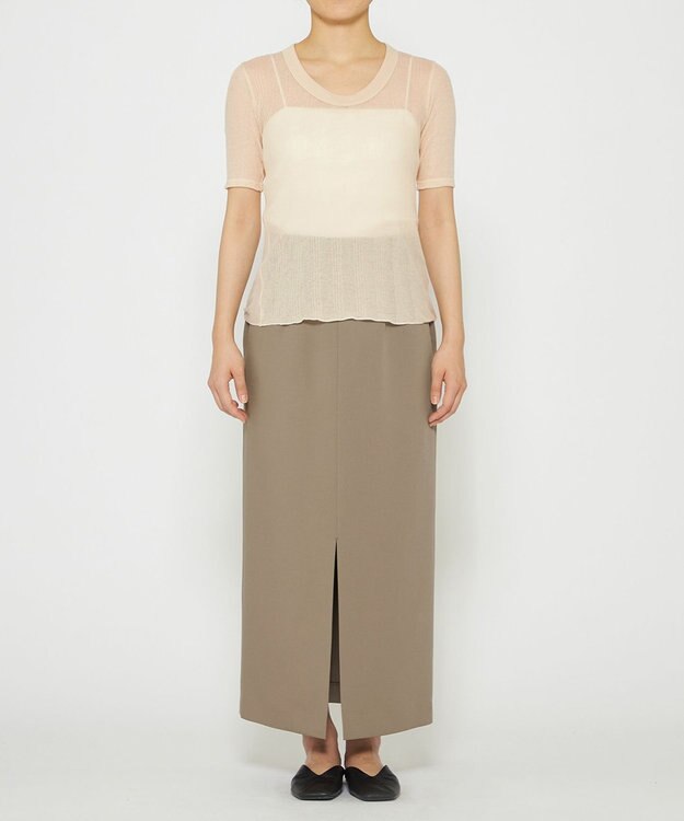 uncrave 【手洗い可】シアー ランダムリブ Uネック カットソー（uncrave STANDARD） エクリュ