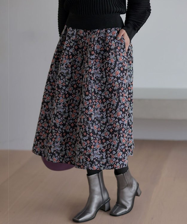 組曲 S 【加藤ローサさん着用】フラワージャカード スカート ネイビー系5