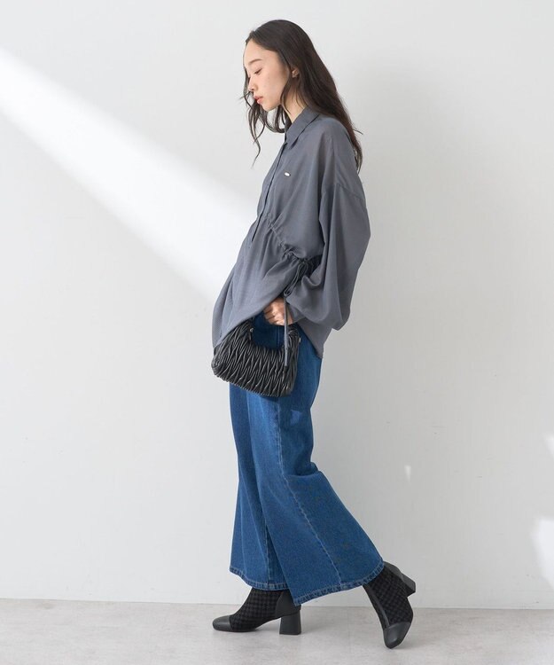 earth music&ecology ウエストドロストシアーシャツ Gray