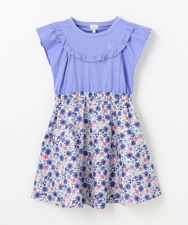 組曲 KIDS 【110-140㎝】サマーフラワー ワンピース ブルー