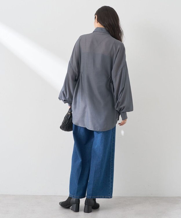 earth music&ecology ウエストドロストシアーシャツ Gray