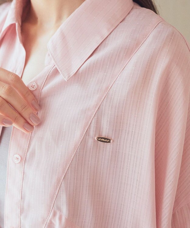 earth music&ecology ウエストドロストシアーシャツ Pink