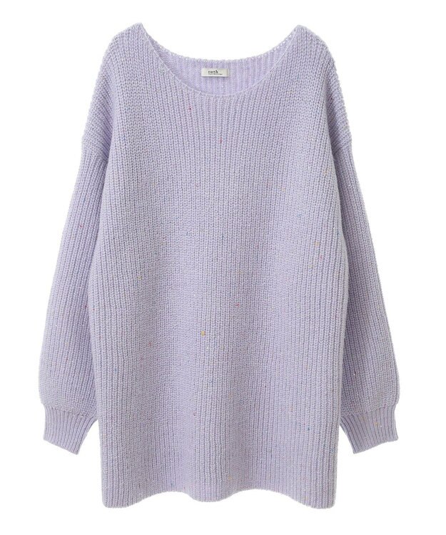 earth music&ecology カラーネップスパンコールニットチュニック Lavender