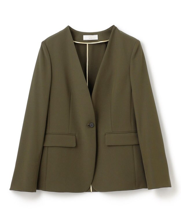 BEIGE， 【洗える・L-size】ALAINA / Vネックカラージャケット Khaki