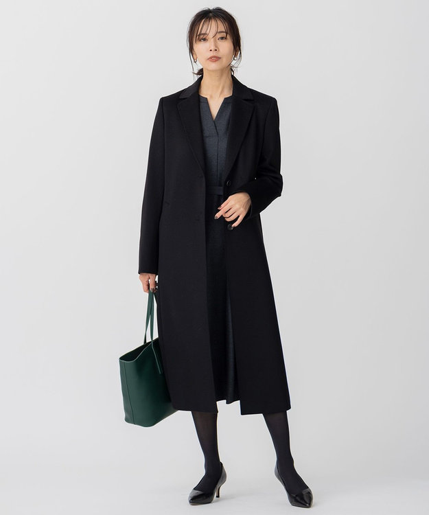 23区 L ウールジョーゼット フィットアンドフレア ワンピース グレー系