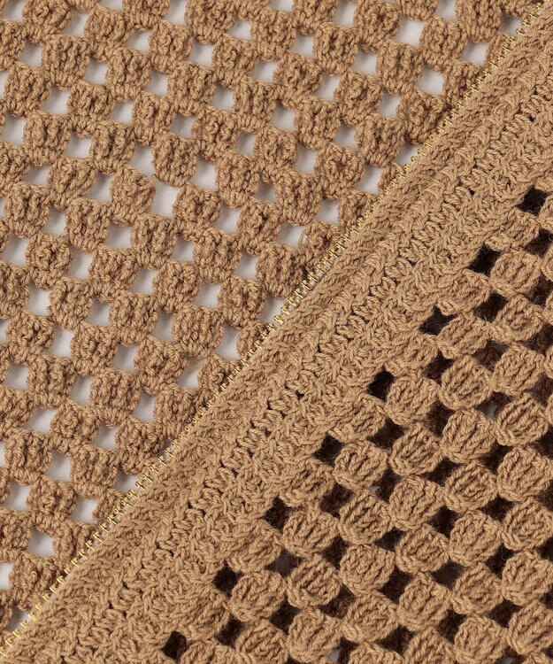 UNFILO クロシェレースニット ZIPカーディガン キャメル