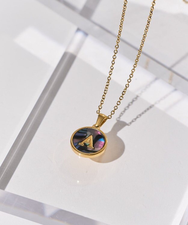 AMERICAN HOLIC ステンレスラウンドイニシャルネックレス A