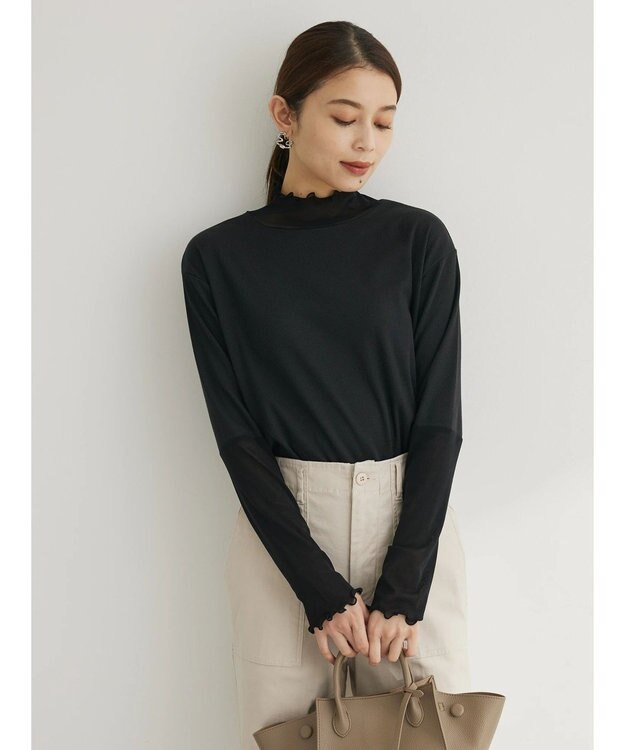 Green Parks ・ｎｏｖｅｍ９　リブ×シアーハイネック Black