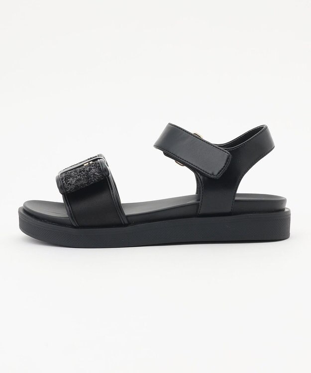 TOCCA GLITTER RIBBON FLAT SANDALS サンダル ブラック系