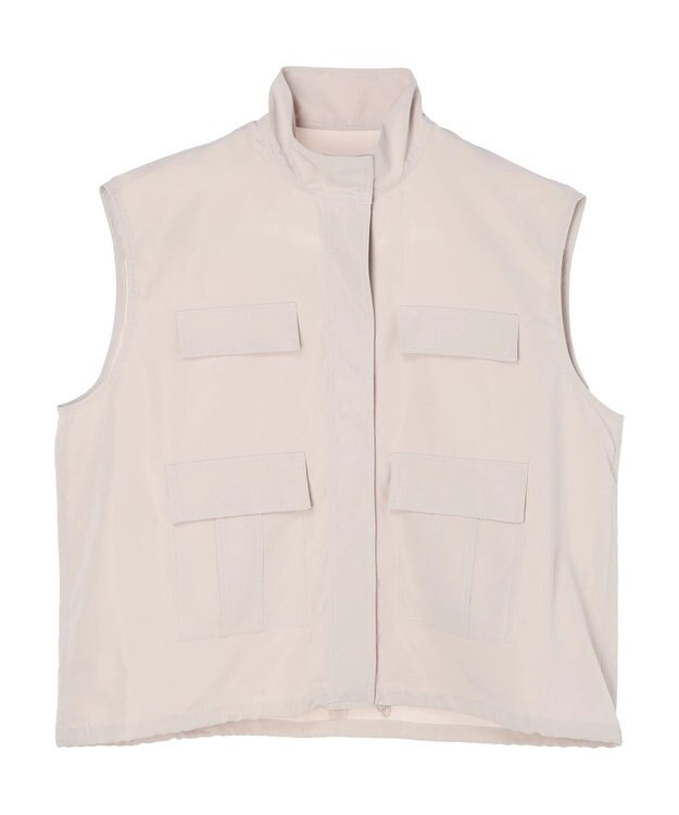 earth music&ecology ミリタリースタンドカラーベスト Light Gray