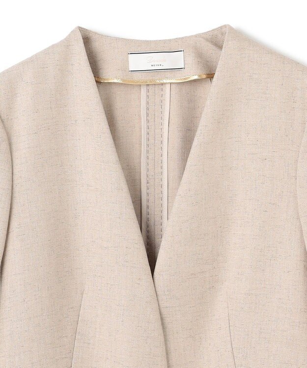 BEIGE， 【洗える】CAROLE / リネンライクノーカラーハーフ丈ジャケット Sand