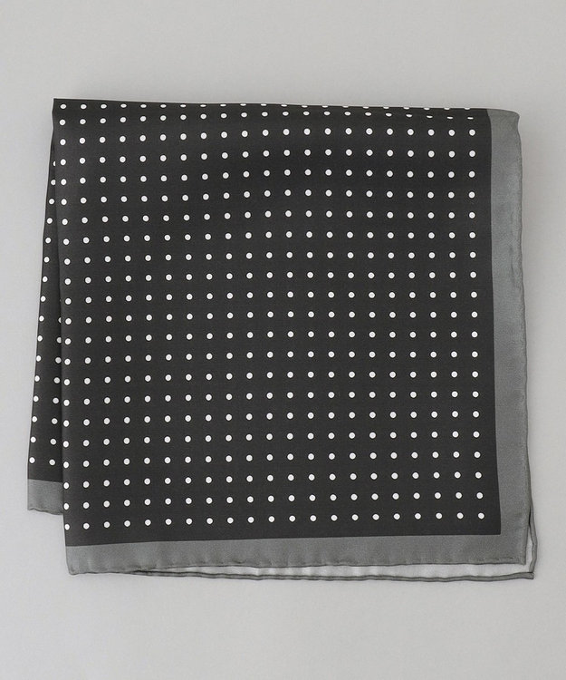 GOTAIRIKU 日本製【シルク100％】オリジナル柄チーフ_ドット柄 ブラック系8