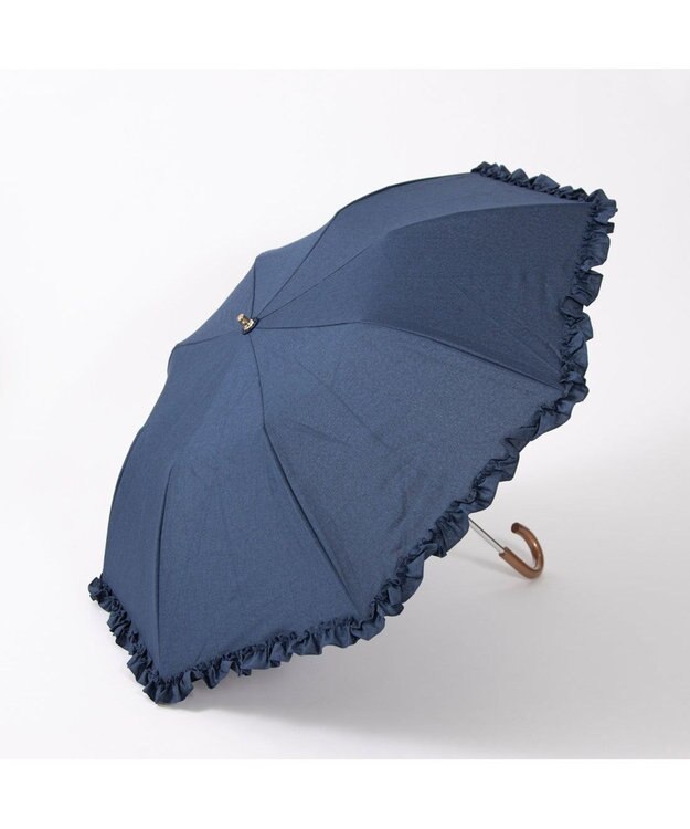 UNBILLION カシュネ cachenez / 【晴雨兼用】【日傘】 シャンプレーフリルトップレス折りたたみ傘 ネイビー