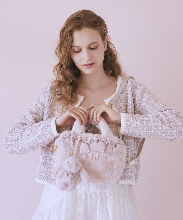 Maison de FLEUR ピンクマニア2Wayファーリボンミニバッグ Light Pink