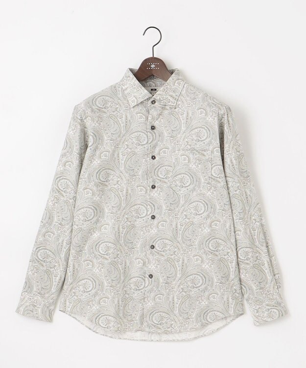 JOSEPH ABBOUD 【LIBERTY・綿100％】リバティペイズリープリントコーデュロイ シャツ ライトグレー系6
