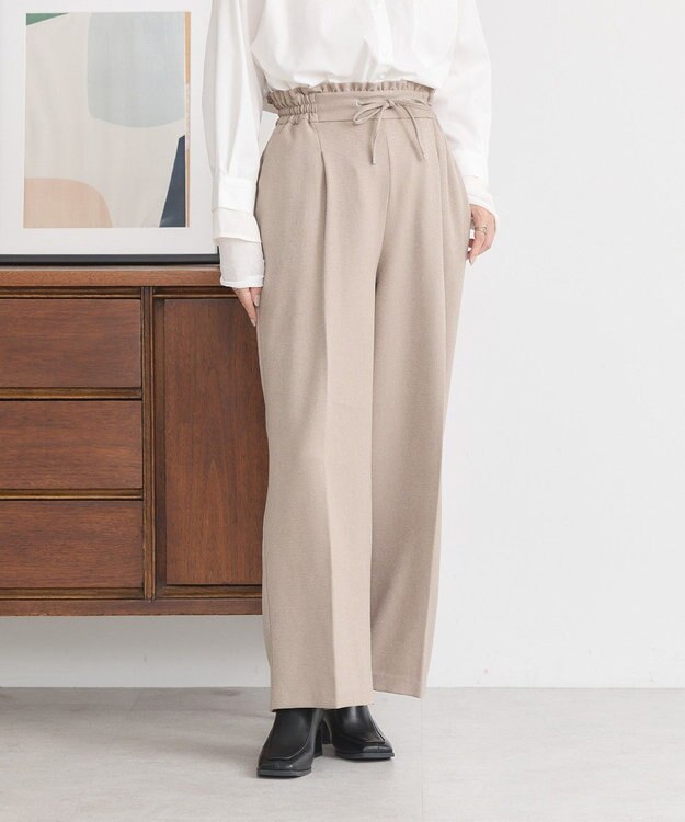 earth music&ecology ウールライクリラックスパンツ Beige