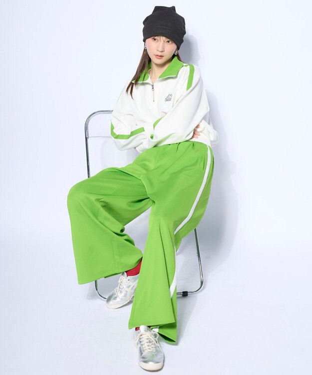 OP／FILA 【Kappa】ジャージ トラックワイドパンツ ライトグリーン
