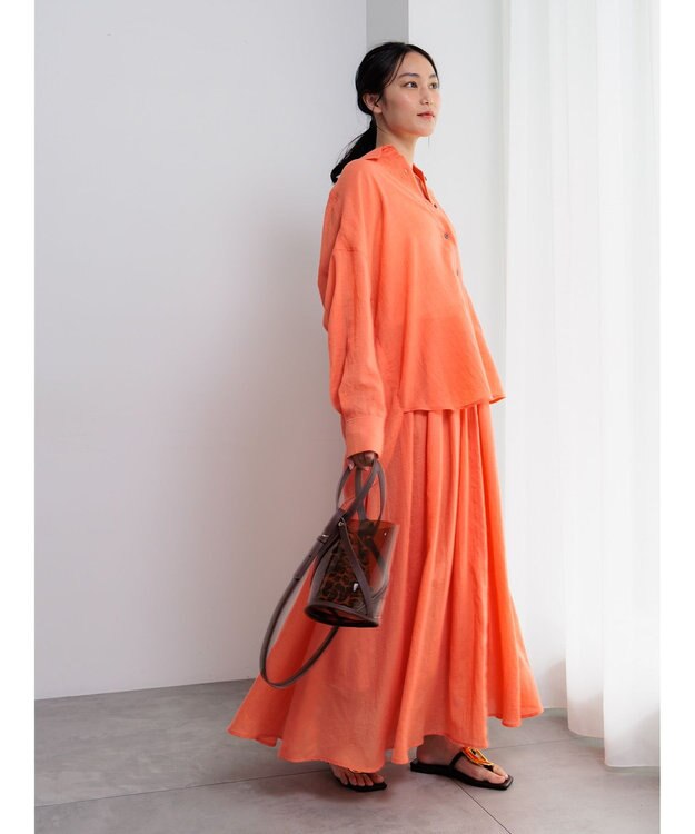 Te chichi 【新色追加】シャンブレーボイルシャツ(セットアップ可) オレンジ