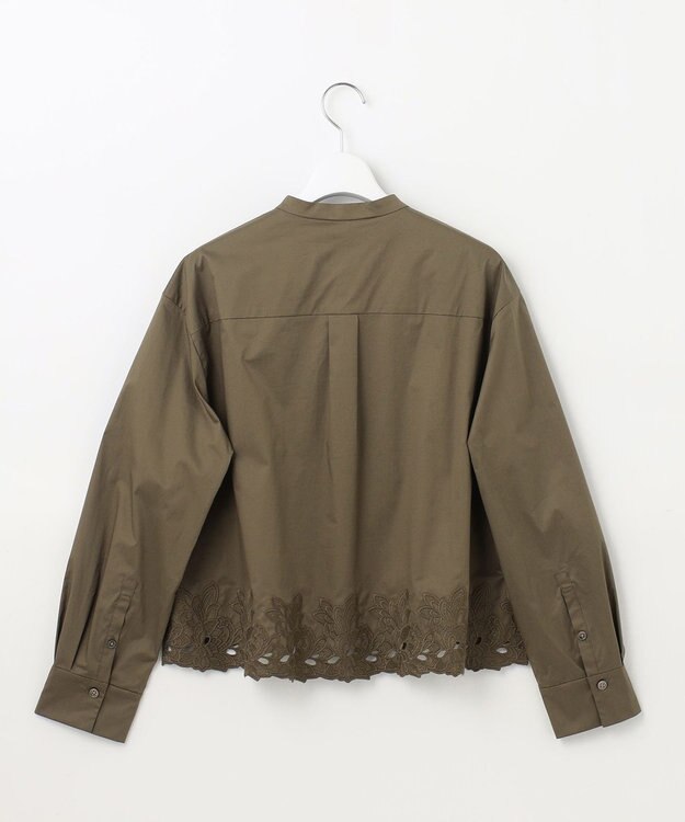 自由区 【洗える】裾刺繍エンブロイダリー ブラウス カーキ