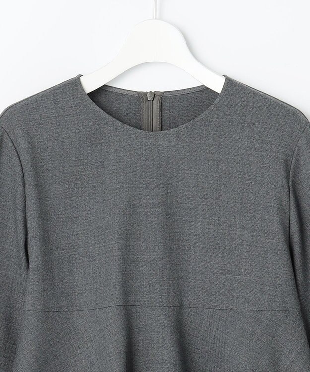 自由区 L 【SHIHOさん着用】ソフトウールブレンドペプラム ブラウス チャコールグレー