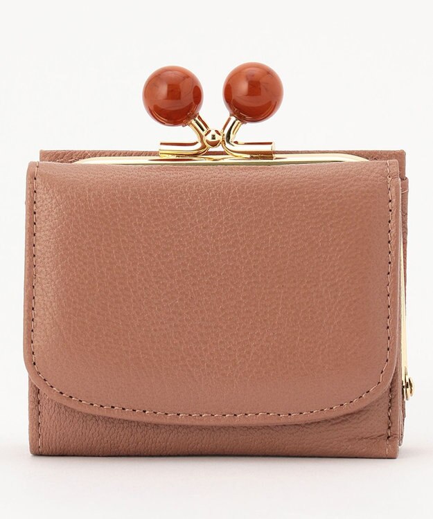 UNBILLION perche アクリル玉三つ折りミニサイフ ピンクブラウン