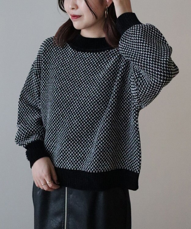 Green Parks ベロアモールモックネックニットプルオーバー Gray