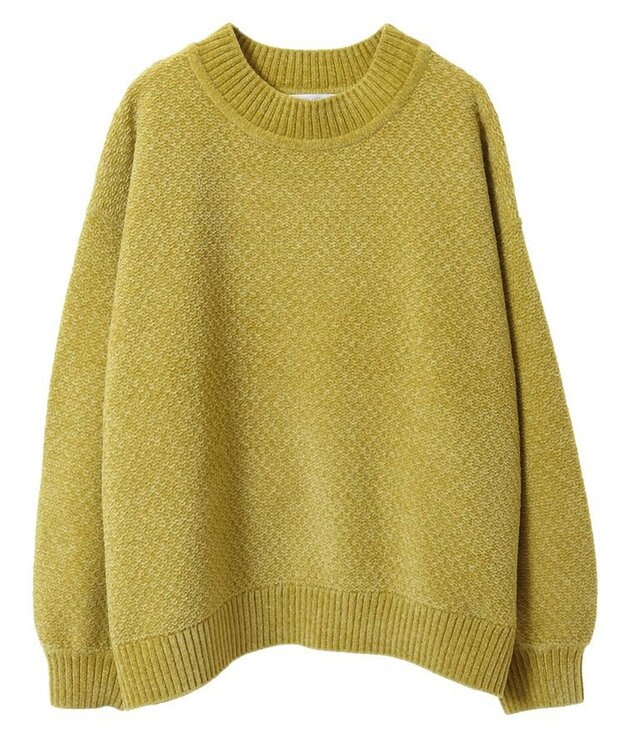Green Parks ベロアモールモックネックニットプルオーバー Yellow
