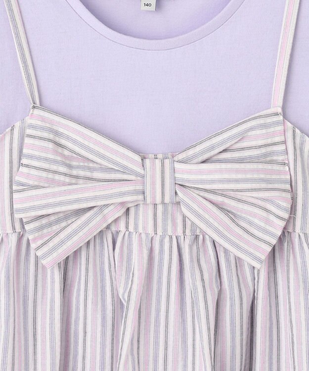 ANY KIDS キャミソール ドッキングTシャツ ラベンダーストライプ