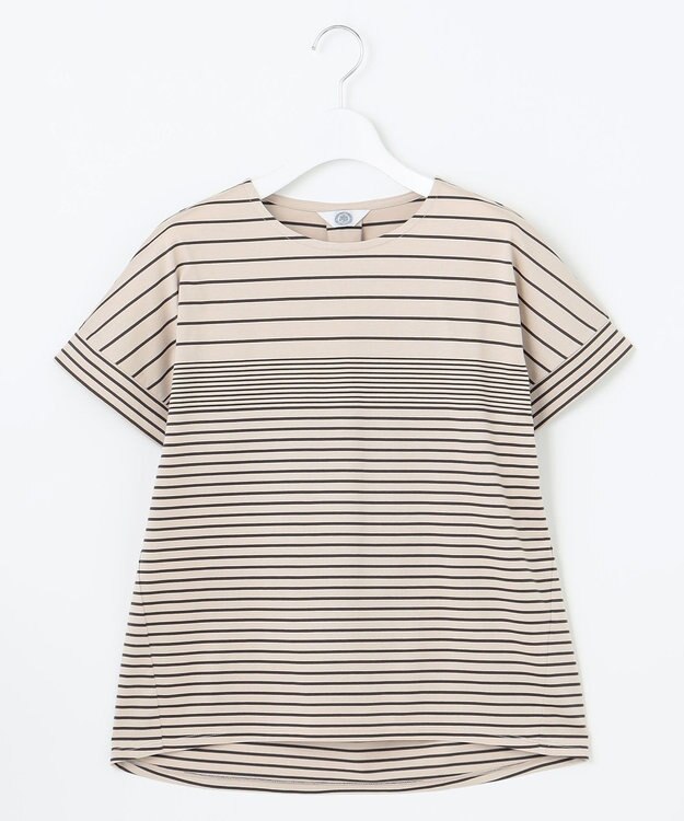 J.PRESS LADIES L パネルボーダー ドルマンスリーブ カットソー ベージュ系1