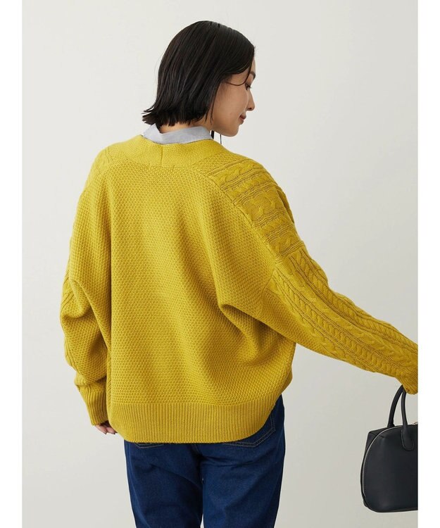 Green Parks 着流しケーブルカーディガン Yellow