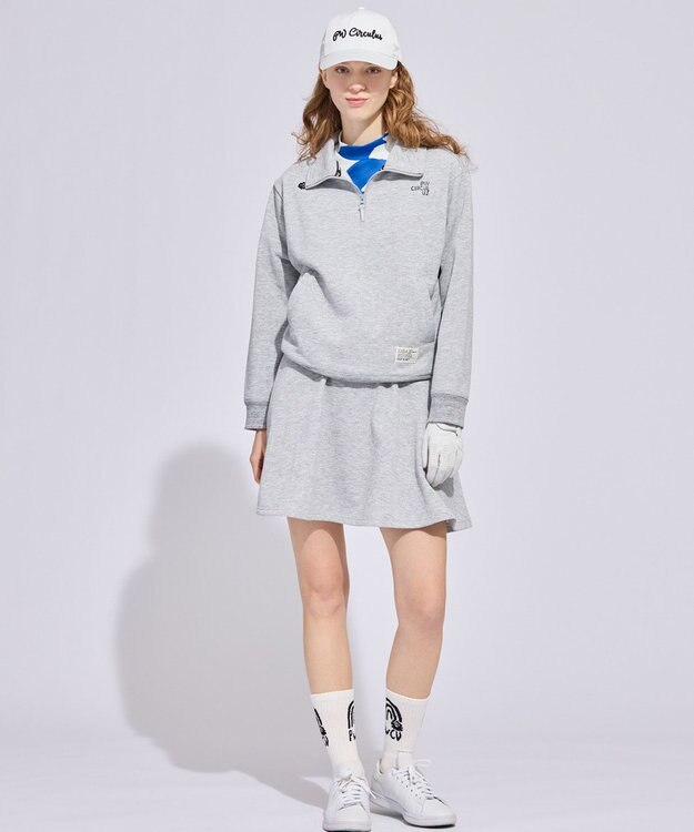 PW CIRCULUS 【WOMEN】ハーフジップ 裏毛スウェットトップス ゴルフウェア レディース グレー系
