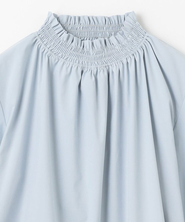 ANY フリルネックブラウス サックス