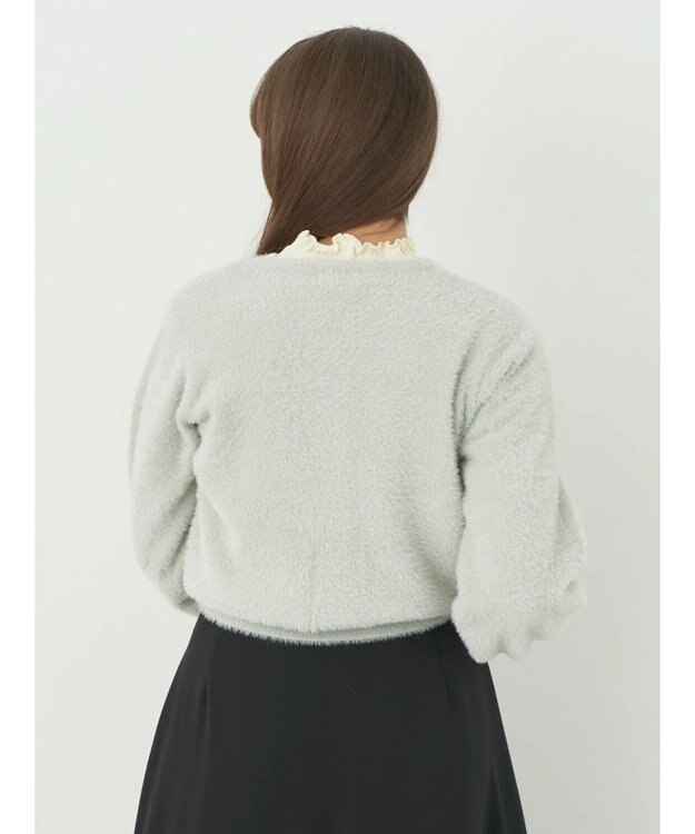 earth music&ecology ミニシャギーパールボタンカーディガン Light Gray